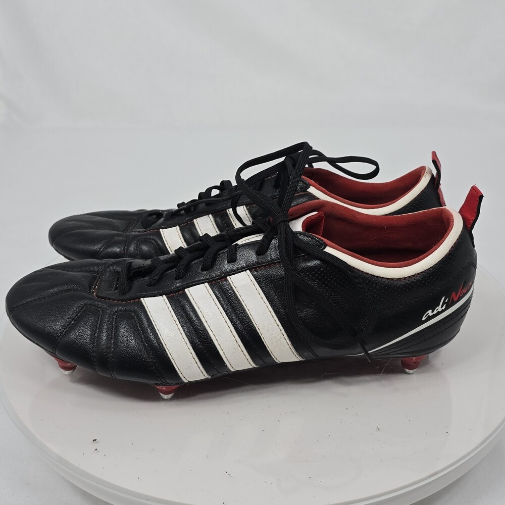 Adidas Adinova IV SG  Soccer Metal Cleats Men 13 Black/Red Leather Rare G4354